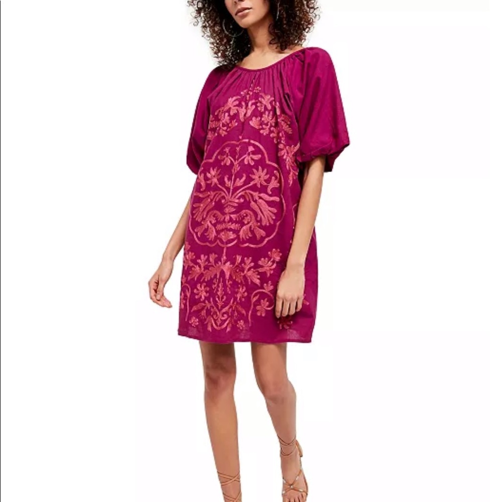 NWT Free People Fiona embroidered mini dress